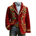 thumbnail image 6 of oelaio Christmas Blazer for Mens, Ugly Xmas Santa Claus Snowflake Print Tuxedo Suit Jacket One Button Lapel Party Blazers Yellow L, 6 of 8