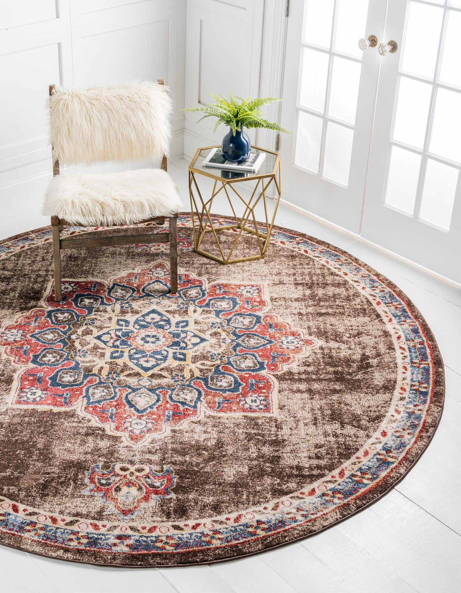 Eden Collection Rug 8 Ft Round Chocolate Brown Medium Rug