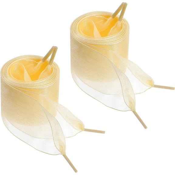 Ribbon Shoe Laces for Women 2 Pair Chiffon Shoelaces Beige(1.57×47in)