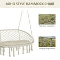 thumbnail image 3 of Outsunny 2-Person Hammock Chair Macrame Swing with Soft Cushion, Hanging Cotton Rope Chair for Indoor Outdoor Home Patio Backyard, White, 3 of 9