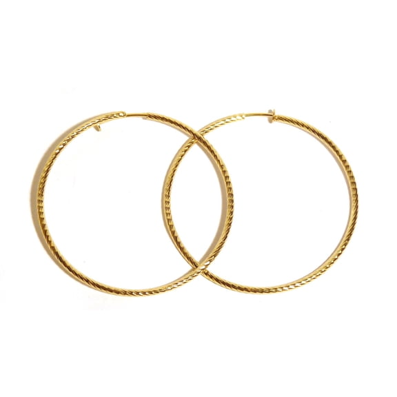 Clip-on Hoop Earrings Swirl Hoop Earrings Gold Tone 3 inch Hypo-allergenic