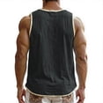 thumbnail image 4 of Mens Sleeveless Shirts, Men's Vintage Breathable Sleeveless Henley Three-Button T-Shirt Dark Gray 3XL, 4 of 4