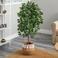 thumbnail image 3 of Nearly Natural 4ft. Artificial Ficus Tree with Handmade Jute & Cotton Basket with Tassels, Green, 3 of 4