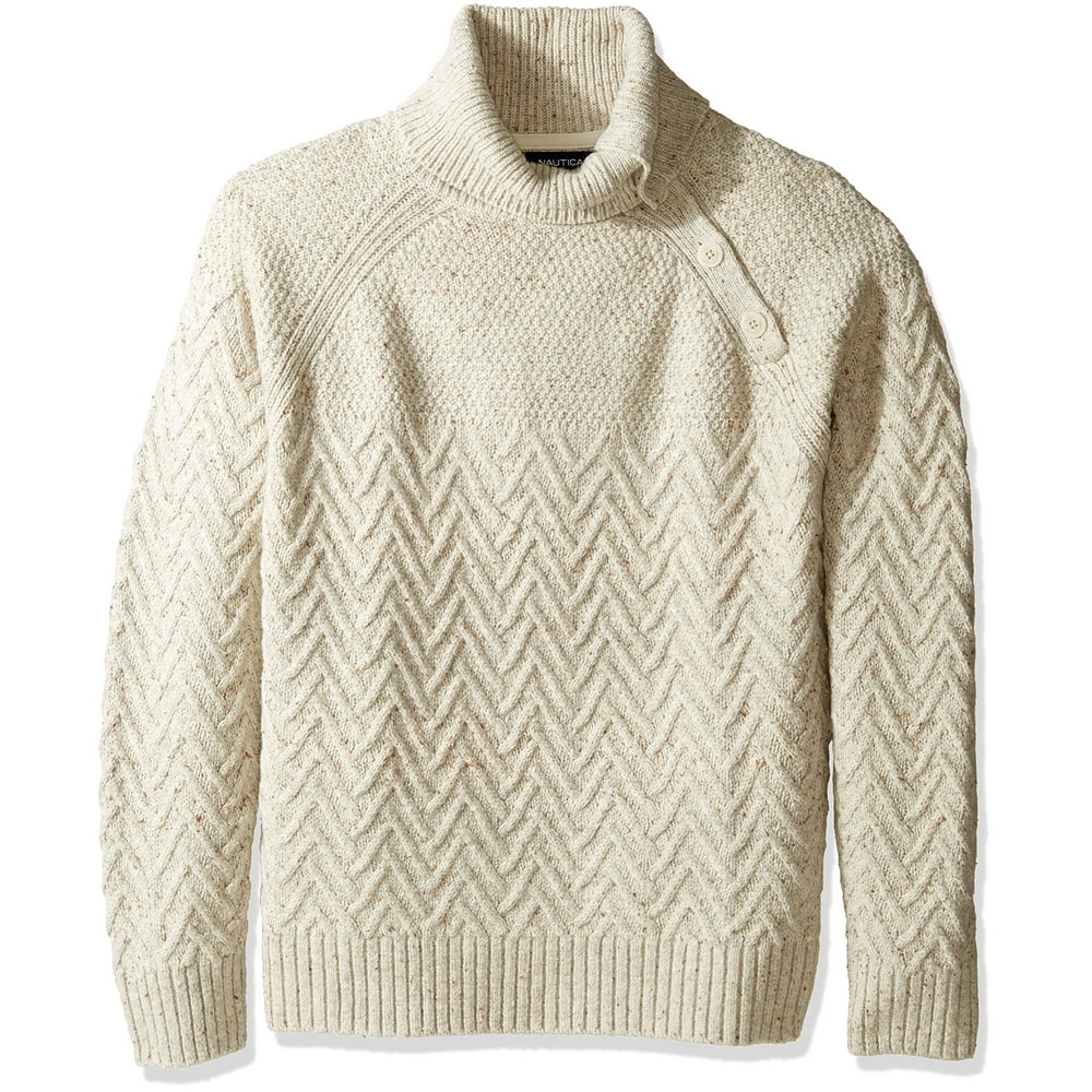 Nautica - NEW Beige Sandy Herringbone Mens Size XL Turtleneck Sweater ...