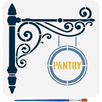 Pantry Stencil with Paint Brush 11.8x11.8inch Reusable Kitchen Sign