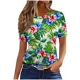 thumbnail image 5 of QUNYINEY Casual Shirts for Women Floral Short Sleeve Crew Neck Tops Loose Summer Womens Tops, 5 of 5