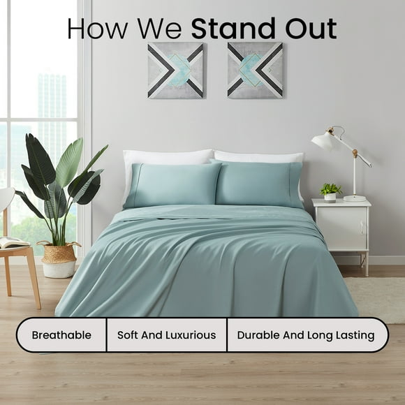 New Season Naturally Yours - Blossom Home - Bed Sheet Set Cotton - 100% Organic 400 Thread Count Cotton Sheets Twin with Deep Pockets (up to 15") Soft Cotton Bed Sheets (Twin, White)