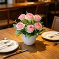 thumbnail image 6 of MMJ Artificial Rose Potted Plant Realistic Fake Flower with White Pot for Home Office Table Decor 7.1x5.1in, 6 of 6