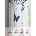 thumbnail image 6 of Blue Spring Botanical Sheer Curtains 54 Inch Length 2 Panels Set, Weeping Eucalyptus Butterfly Voile Window Treatment Rod Pocket Short Kitchen Curtains Drapes for Bedroom 52"x54"x2, 6 of 7