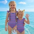 thumbnail image 7 of Abcomgle Baby Swimsuit Girl Stretchy One Piece Girls Swimsuit Cute Striped Ruffled Girls Swimwear, 7 of 7
