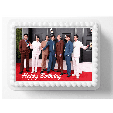 K Pop BTS Happy Birthday Edible Image Cake Topper For Half Sheet Cake By TNCT