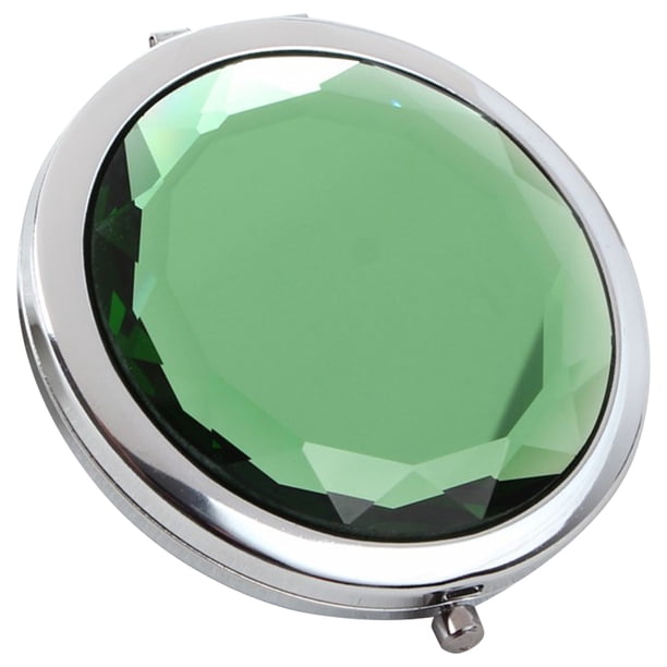 Portátil plegable de bolsillo de metal maquillaje compacto espejo mujer espejo cosmético doble cara (verde)