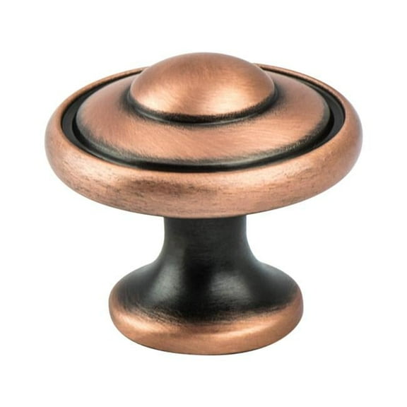 1.187 in. dia. Euro Traditions Knob with Brushed Antique Copper