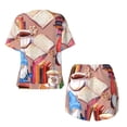 thumbnail image 6 of Wukai Gnomes Books Tea Cups Women's Pajama Set,Short-Sleeve Top and Shorts with Elastic Waistband and Pockets for Loungewear, Yoga, and Casual Wear-XX-Large, 6 of 8