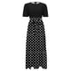 thumbnail image 5 of Vestido de manga corta con estampado floral para mujer: cuello redondo, cremallera trasera, cinturón ajustable, vestido informal de verano, 5 of 6