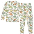 thumbnail image 2 of Dailycode Cotton Pajama Set Snug Fit Long Sleeve Top and Pants for 18M-8Y Cute Cartoon Dinosaurs Leaf, 2 of 7