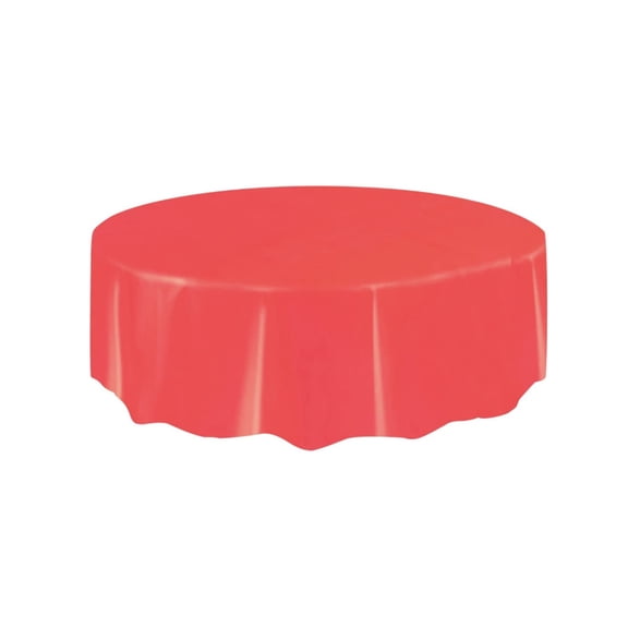 Round Red Plastic Tablecloth, 84"