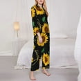 thumbnail image 4 of Kll Sunflowers Print Women'S Long Sleeve Pajamas With Pants Sleepwear Loungewear 2 Set-Small, 4 of 9