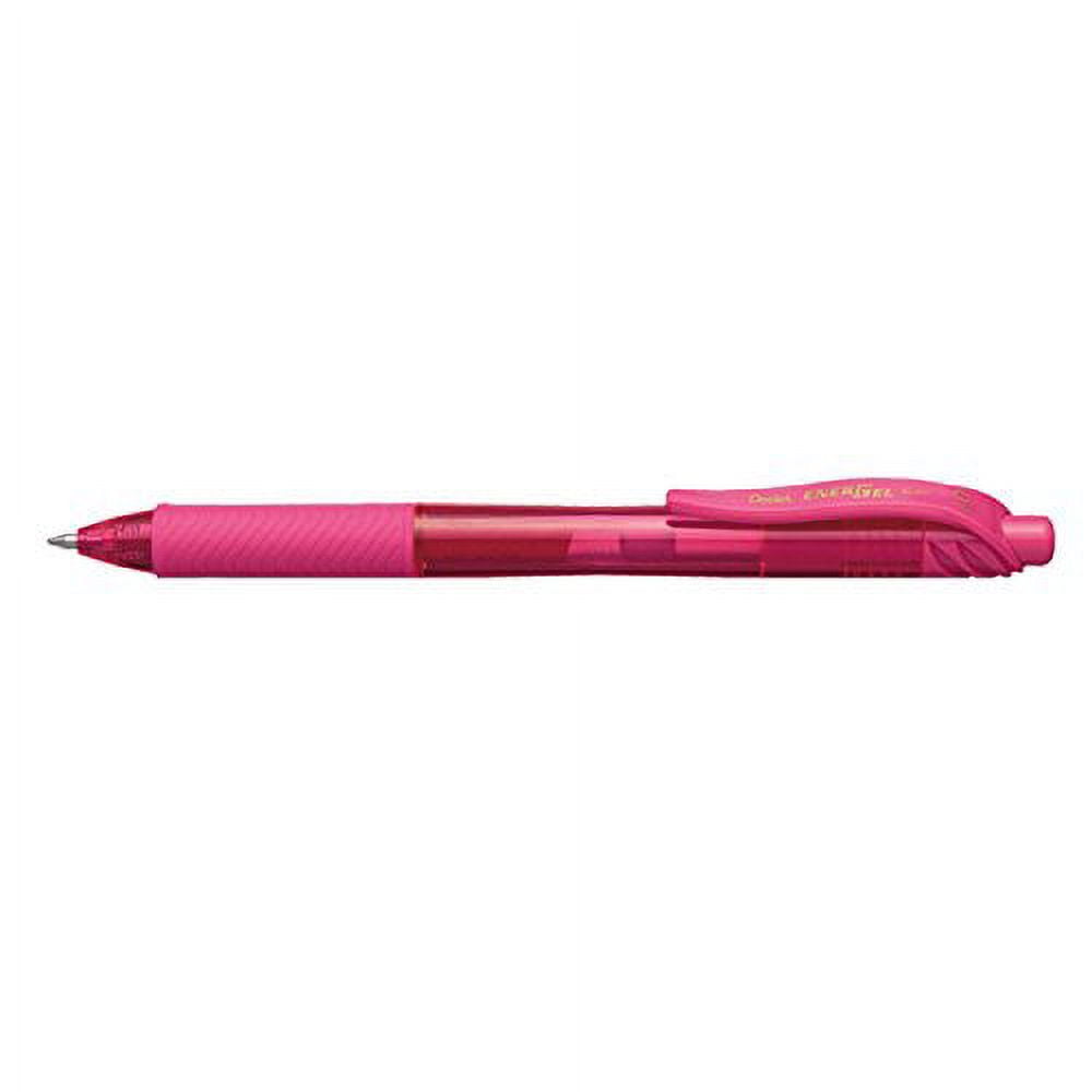 Pentel EnerGel-X Retractable Liquid Gel Pen (0.7mm) Metal Tip, Pink Ink, Box of 12 (BL107-P)