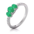 thumbnail image 4 of Three Stone Round and Oval Shape Natural Emerald Gemstone Ring in 14K White Gold (Size: 4.5), 4 of 6