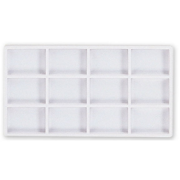 ToolUSA (2 Pack) White Plastic Tray Insert | 12 Precise Compartments 2 1/8" (5.4 cm) x 3 1/8" (7.9 cm) | Elegant Display & Organizing Solution