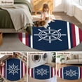 thumbnail image 5 of Round Rugs 4Ft, Navy Blue Red Stripe Round Area Rug Washable Indoor Throw Carpet, Coastal Nautical Rudder Farmhouse Soft Non Slip Circle Rug for Kitchen Nursery Room Home Decor Aesthetic, 5 of 8