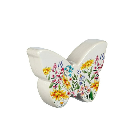 5" Ceramic Butterfly with Floral Design Table Décor