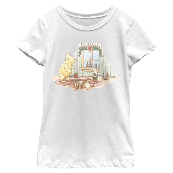 Girls Winnie the Pooh Christmas Duo Cozy Scene T Shirt