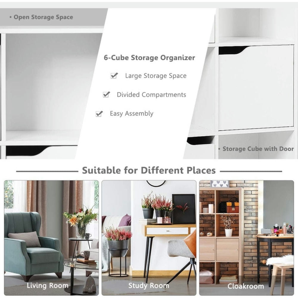 Demi Bonn Free Standing 9 Cube Storage Wood Divider Bookcase for Home and Office, White