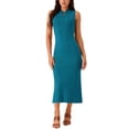 thumbnail image 1 of Vestido de suéter midi sin mangas de punto acanalado para mujer INSPIRE CHIC, elegante y casual con cuello simulado, 1 of 5