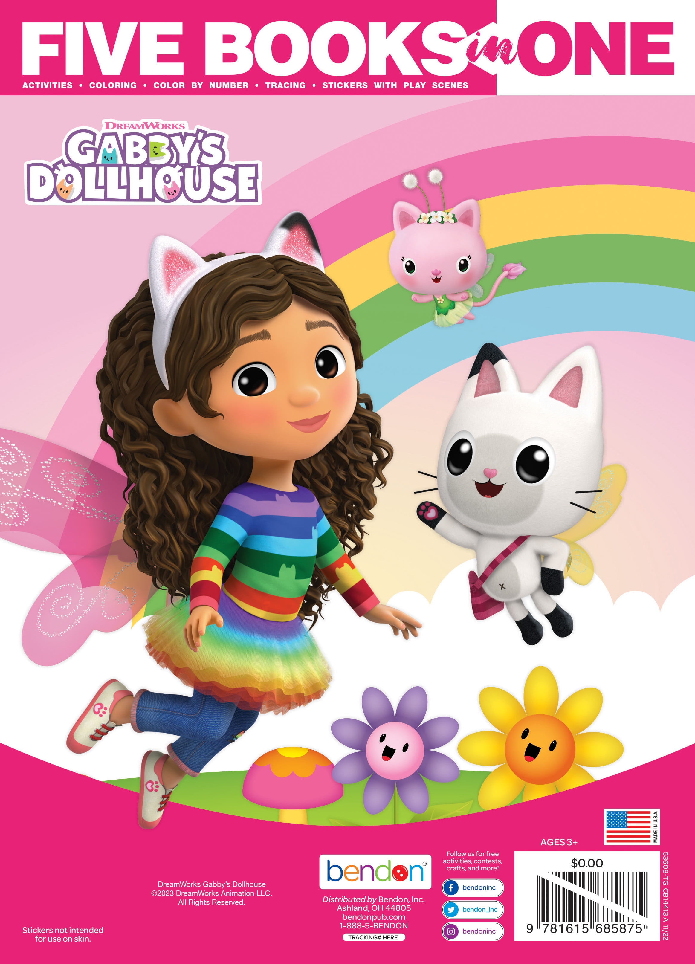 Gabby's Dollhouse 144-Page 5-in-1 Coloring Book, Paperback, by Bendon