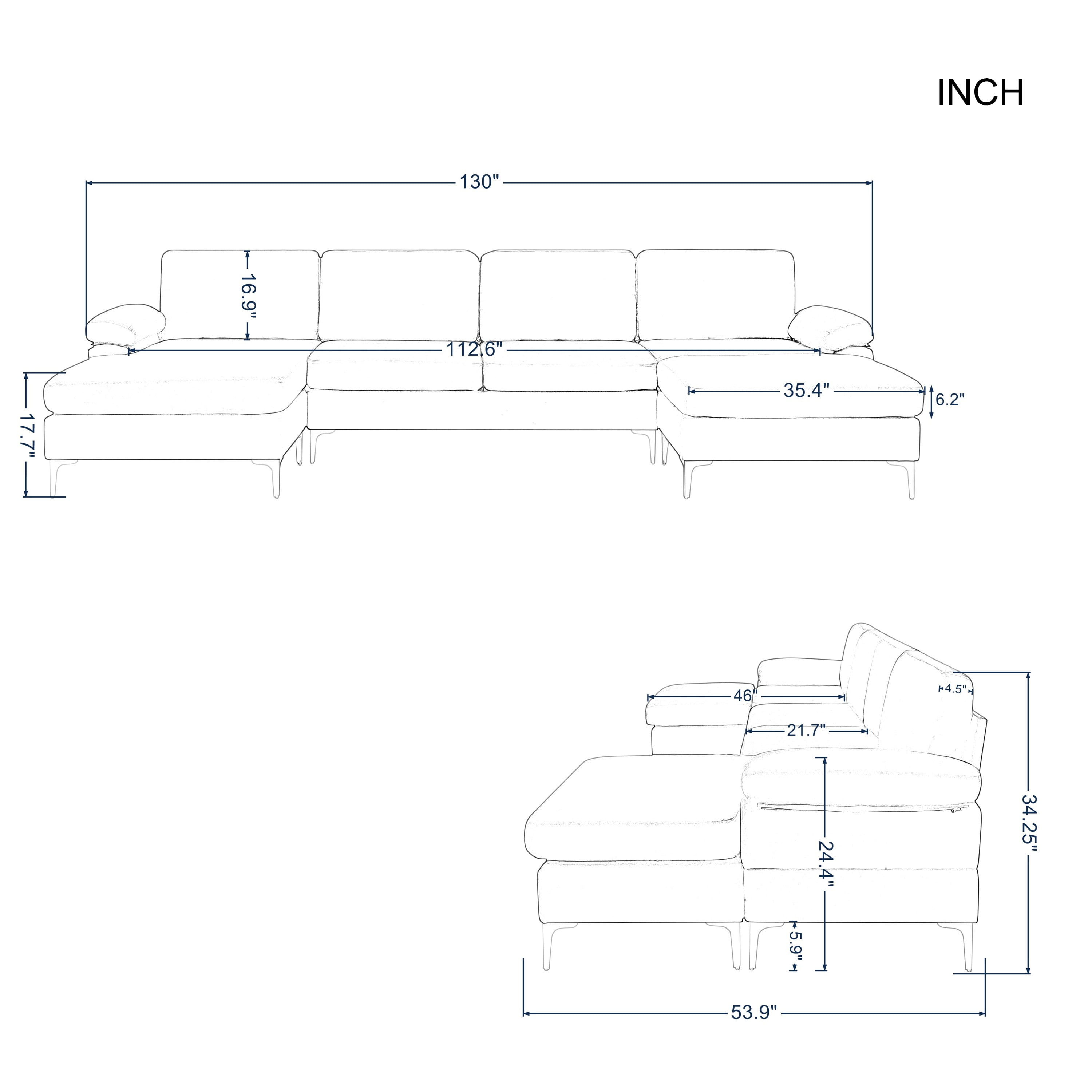 Oversized U-Shaped Sectional Sofa Couch,Convertible Modular Sofa,Upholstered Sleeper Sofa Couches with Reversible Chaise Lounge and Movable Ottomans for Living Room,Dark gray