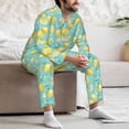 thumbnail image 7 of Susaid Yellow Lemon Print Men's Long Sleeve Pajama Set, Two-Piece Button-Down Loungewear PJs Set, Comfortable Sleepwear for Relaxation-X-Large, 7 of 7