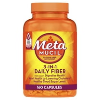 Metamucil Fiber Supplement, 3-in-1 Fiber,  Psyllium Husk Fiber Powder, Plant Based Fiber, 160 Count