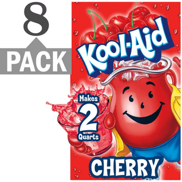 Kool-Aid Soft Drink Mix Cherry Unsweetened, Caffeine Free 0.13 Oz,( 8 Pack )
