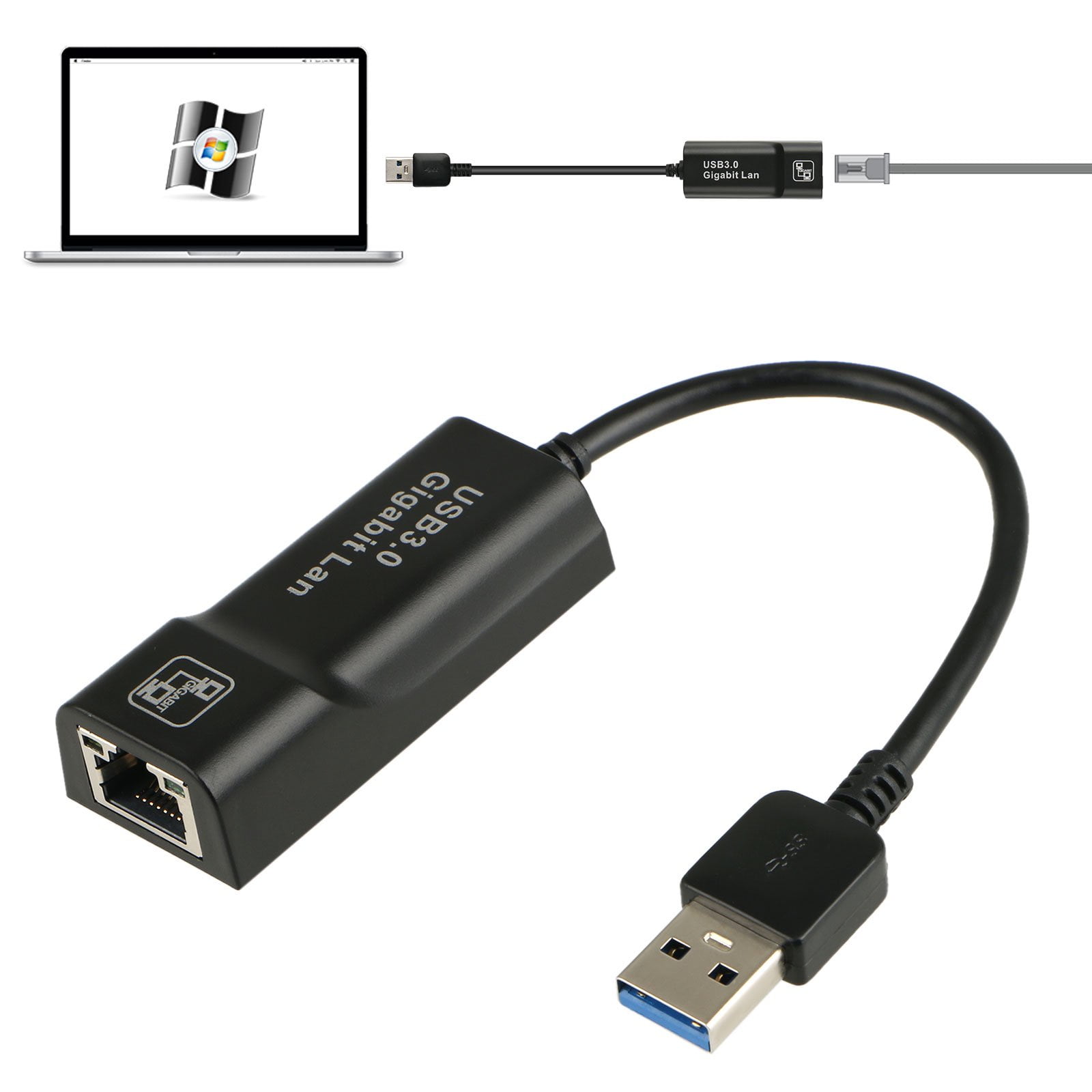 USB 3.0 to Ethernet - High Speed Syncwire 10/100/1000 Gigabit RJ45 Network Ethernet Adapter for Macbook, Mac Pro/Mini, iMac, HP, Lenovo, Dell, Pro, Windows XP,7,8,10&More-Black - Walmart.com