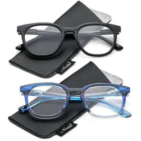 2 Pairs Oversized Reading Glasses for Women Round Frame Fashion Reading Glasses with Pouches