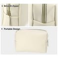 thumbnail image 3 of Unique Bargains PU Leather Makeup Bag Large Makeup Bag Make Up Brush Organizer Bag Toiletry Bag for Women L Size Beige, 3 of 7