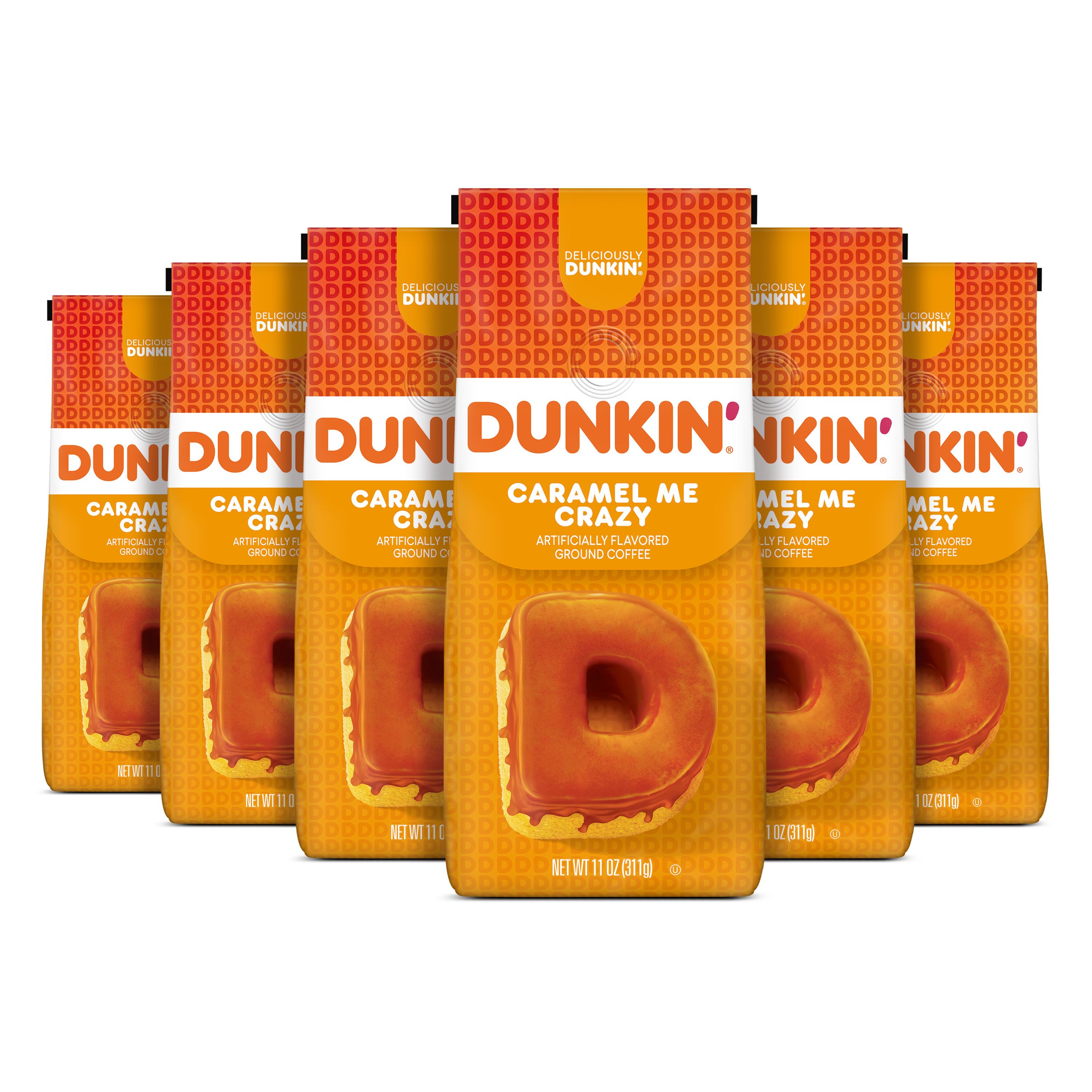(6 pack) Dunkin’ Caramel Me Crazy Ground Coffee, 11 oz