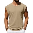 thumbnail image 4 of Mens Beach Sleeveless Shirts Workout Tank Tops Cut Off Shirts Gym Muscle Loose Fit Summer Vacation Tanks, 4 of 5
