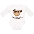 thumbnail image 3 of Inktastic Just Hanging Around with Cute Sloth Boys or Girls Long Sleeve Baby Bodysuit, 3 of 5