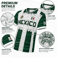 thumbnail image 3 of Mexico Men's Soccer Jersey, Aztec Calendar Piedra del Sol 3D Print Short Sleeve Football Shirt, Green and White Striped Patriotic Mexican Heritage Tee, Size S-5XL, 3 of 12