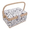thumbnail image 1 of Sewing Basket Organizer, Flexible Rotation Safe 2 Layer Expansion Sewing Basket with Foldable Wooden Handle for Crafting Tools White Bottom Needlework Pattern, 1 of 7