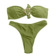 thumbnail image 3 of Daznico Women's Bandeau Bikini Set, Strapless O-Ring Top with High Cut Bottoms,L, 3 of 3