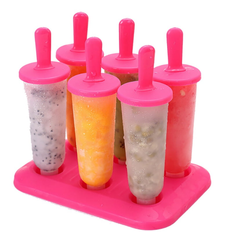 Popsicle Ice Pop Maker Molds 6 Pack Assorted Colors Ice Cream Popscicles Mold Ice Pops Holders