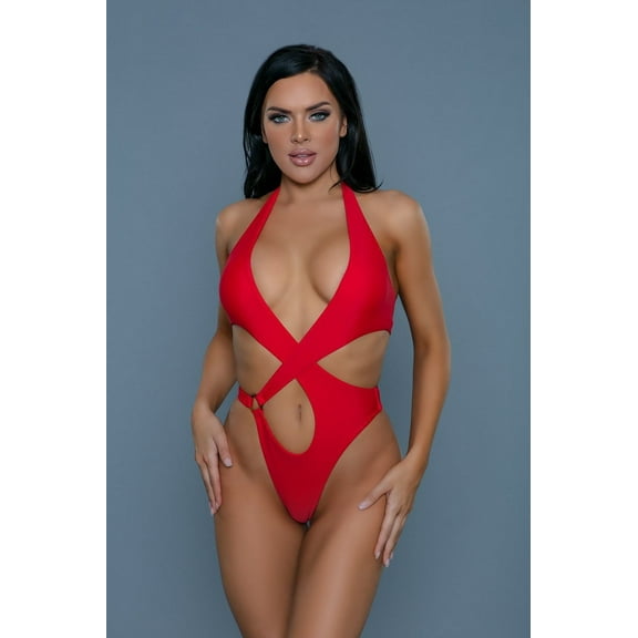 BeWicked 2292-RD-L Jordan Monokini Swimsuit for Women, Red - Large