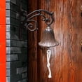 thumbnail image 2 of Campana de puerta marrón vintage, escultura de hierro fundido, decoración de pared montada en la pared, campanilla de agitación manual, estilo retro, Sunnimix Campana de pared, 2 of 8