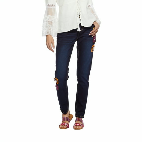 Angel Premium Women's Mid-rise Denim Jeans with Crochet Patches