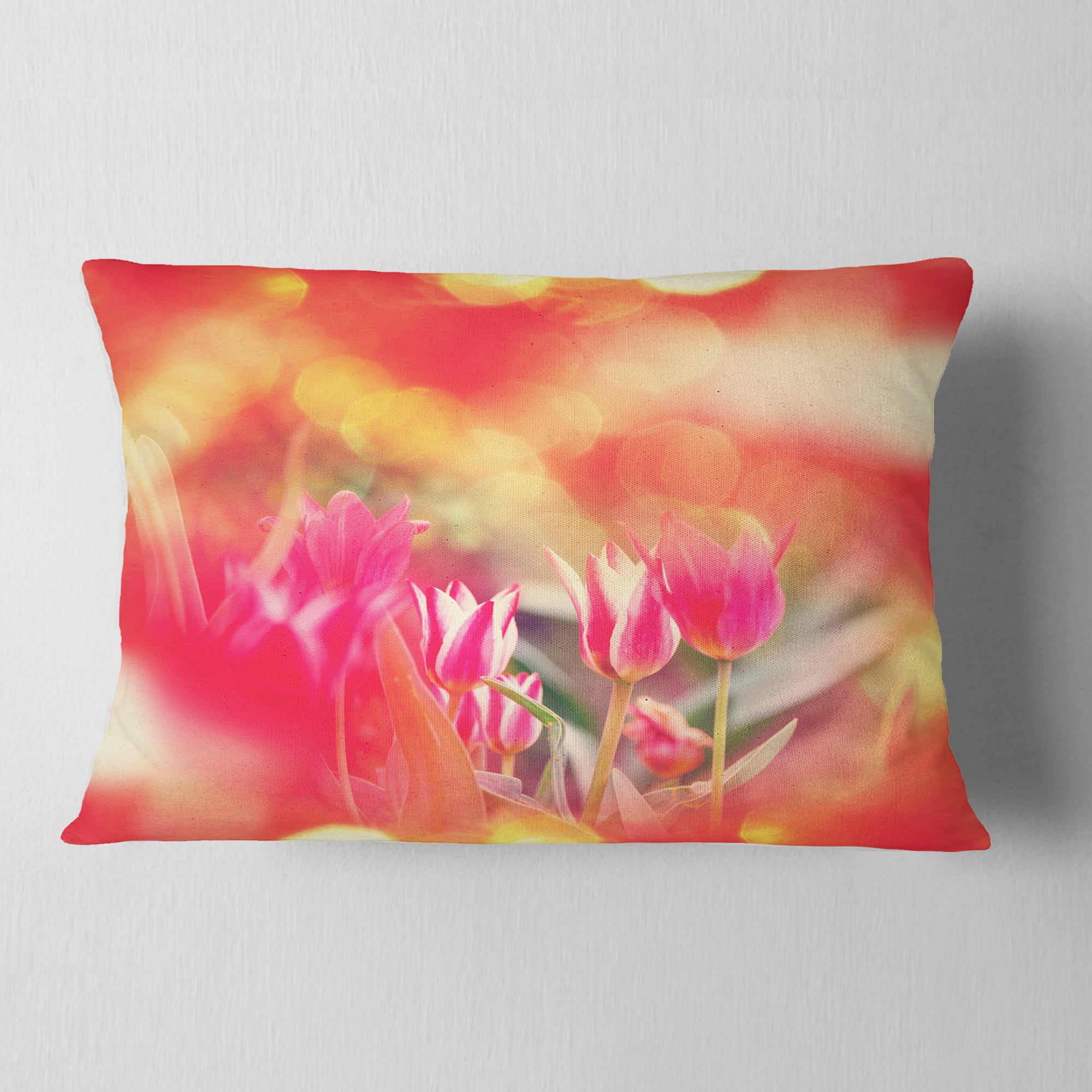 Designart 12" x 20" Red Polyester Throw Pillow