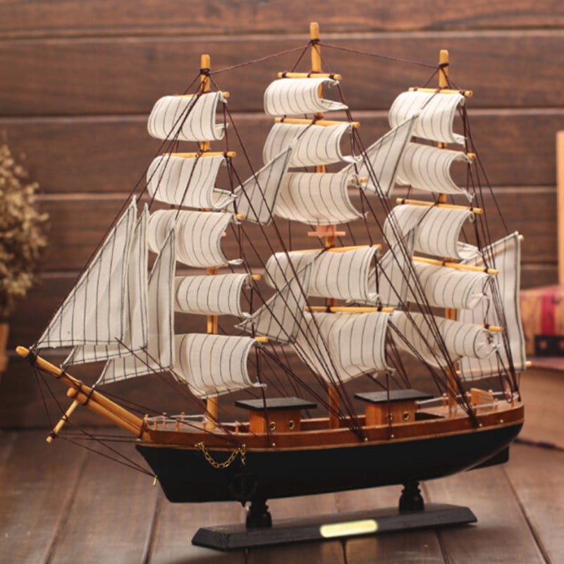4x NEW VINTAGE Nautical Wooden Wood Ship Sailboat Boat Home Model Decor 4.4" 